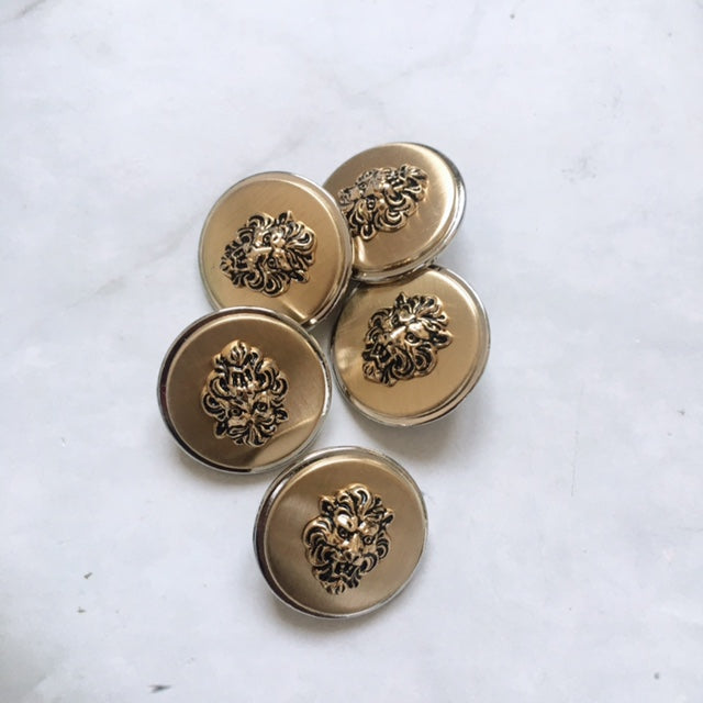 LOT DE 5 BOUTONS LION 20MM